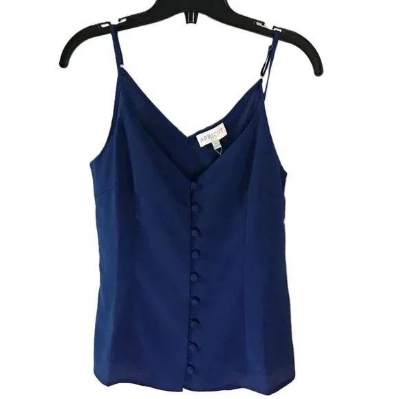 Apricot French Blue Button Up Satin Finish Blouse - Size XS - NWT - Coquette - Picture 2 of 10